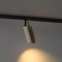 QAZQA Deckenstrahler|Aufbaustrahler*Moderner Spot Beige mit Schwarz für 1-phasiges Schienensystem - Slimline Uzzy