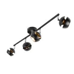 QAZQA Küchenlampen|Deckenstrahler*Moderner Spot 4-Flammig schwarz mit goldener Innenseite- Buell Deluxe