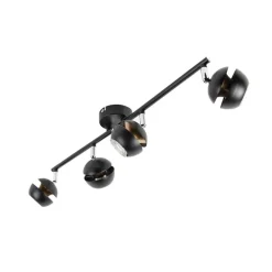 QAZQA Küchenlampen|Deckenstrahler*Moderner Spot 4-Flammig schwarz mit goldener Innenseite- Buell Deluxe