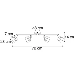 QAZQA Küchenlampen|Deckenstrahler*Moderner Spot 4-Flammig schwarz mit goldener Innenseite- Buell Deluxe