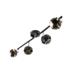 QAZQA Küchenlampen|Deckenstrahler*Moderner Spot 4-Flammig schwarz mit goldener Innenseite- Buell Deluxe