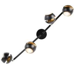 QAZQA Küchenlampen|Deckenstrahler*Moderner Spot 4-Flammig schwarz mit goldener Innenseite- Buell Deluxe