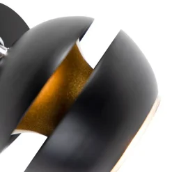 QAZQA Wandleuchten|Wohnzimmerlampen*Moderner Spot 1-Flammig schwarz mit goldener Innenseite - Buell Deluxe