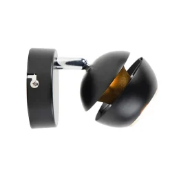 QAZQA Wandleuchten|Wohnzimmerlampen*Moderner Spot 1-Flammig schwarz mit goldener Innenseite - Buell Deluxe