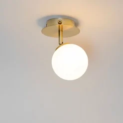 QAZQA Schlafzimmerlampen|Küchenlampen*Moderner Spot Gold mit Opalglas mit Schalter - Athens