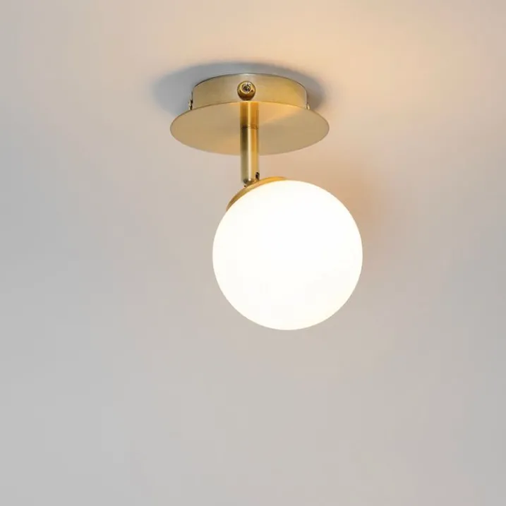 QAZQA Schlafzimmerlampen|Küchenlampen*Moderner Spot Gold mit Opalglas mit Schalter - Athens
