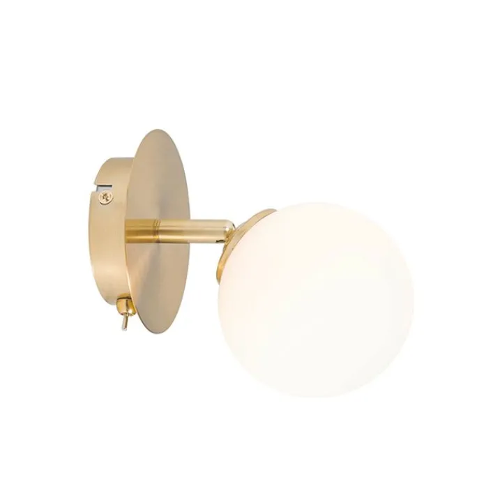 QAZQA Schlafzimmerlampen|Küchenlampen*Moderner Spot Gold mit Opalglas mit Schalter - Athens