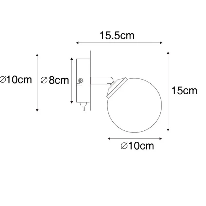 QAZQA Schlafzimmerlampen|Küchenlampen*Moderner Spot Gold mit Opalglas mit Schalter - Athens