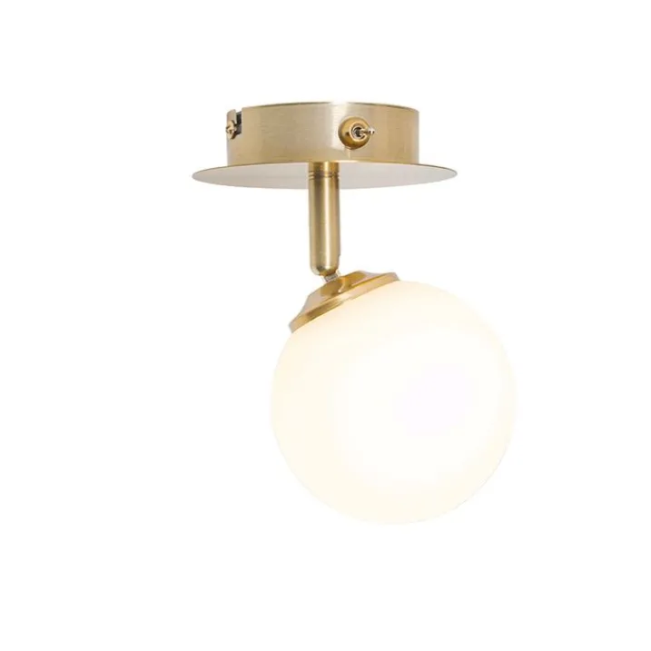 QAZQA Schlafzimmerlampen|Küchenlampen*Moderner Spot Gold mit Opalglas mit Schalter - Athens
