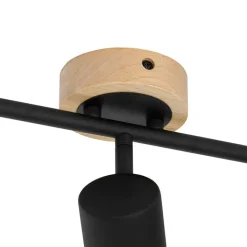 QAZQA Küchenlampen|Deckenstrahler*Moderner Spot in Schwarz mit 3-flammigem, kippbarem Holz - Jeana