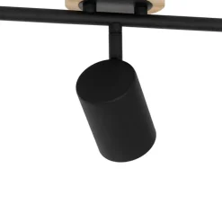 QAZQA Küchenlampen|Deckenstrahler*Moderner Spot in Schwarz mit 3-flammigem, kippbarem Holz - Jeana