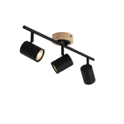 QAZQA Küchenlampen|Deckenstrahler*Moderner Spot in Schwarz mit 3-flammigem, kippbarem Holz - Jeana