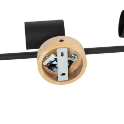 QAZQA Küchenlampen|Deckenstrahler*Moderner Spot in Schwarz mit 3-flammigem, kippbarem Holz - Jeana