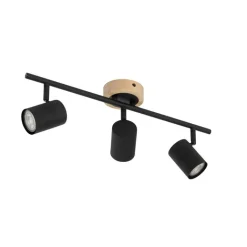 QAZQA Küchenlampen|Deckenstrahler*Moderner Spot in Schwarz mit 3-flammigem, kippbarem Holz - Jeana