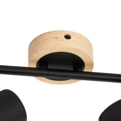 QAZQA Schlafzimmerlampen|Küchenlampen*Moderner Spot in Schwarz mit kippbarem Holz, 2-flammig – Jeana