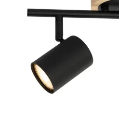 QAZQA Schlafzimmerlampen|Küchenlampen*Moderner Spot in Schwarz mit kippbarem Holz, 2-flammig – Jeana