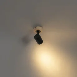 QAZQA Wandstrahler|Deckenstrahler*Moderner Spot schwarz mit kippbarem Holz - Jeana