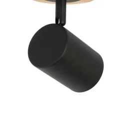 QAZQA Wandstrahler|Deckenstrahler*Moderner Spot schwarz mit kippbarem Holz - Jeana