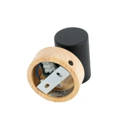 QAZQA Wandstrahler|Deckenstrahler*Moderner Spot schwarz mit kippbarem Holz - Jeana