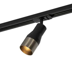 QAZQA Deckenstrahler|Aufbaustrahler*Moderner Spot Schwarz mit Gunmetal für 1-Phasen-Schienensystem GU10 50mm - Iconic Kohua