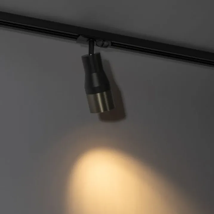 QAZQA Deckenstrahler|Aufbaustrahler*Moderner Spot Schwarz mit Gunmetal für 1-Phasen-Schienensystem GU10 50mm - Iconic Kohua