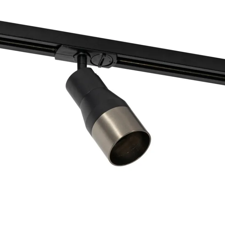 QAZQA Deckenstrahler|Aufbaustrahler*Moderner Spot Schwarz mit Gunmetal für 1-Phasen-Schienensystem GU10 50mm - Iconic Kohua