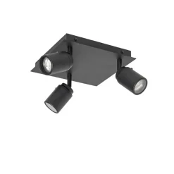 QAZQA Badezimmerlampen|Deckenstrahler*Moderner Spot schwarz quadratisch 3-Licht IP44 - Ducha