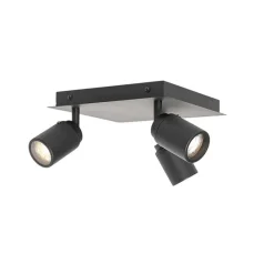 QAZQA Badezimmerlampen|Deckenstrahler*Moderner Spot schwarz quadratisch 3-Licht IP44 - Ducha