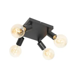 QAZQA Deckenstrahler|Aufbaustrahler*Moderner Spot schwarz quadratisch 4-flammig - Facil