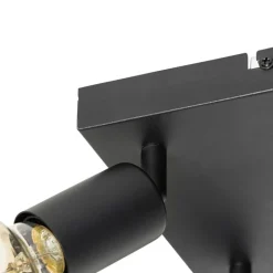 QAZQA Deckenstrahler|Aufbaustrahler*Moderner Spot schwarz quadratisch 4-flammig - Facil