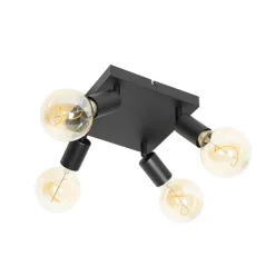 QAZQA Deckenstrahler|Aufbaustrahler*Moderner Spot schwarz quadratisch 4-flammig - Facil