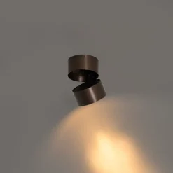 QAZQA Schlafzimmerlampen|Küchenlampen*Moderner Strahler dunkelbronze rund verstellbar - Go Nine