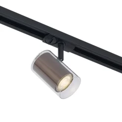 QAZQA Deckenstrahler|Aufbaustrahler*Moderner Strahler Dunkelbronze mit Klarglas für Schienensystem 1-phasig - Iconic Lloyd