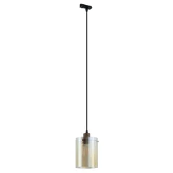 QAZQA Deckenstrahler|Aufbaustrahler*Moderner Strahler Dunkelbronze mit bernsteinfarbenem Glas für Schienensystem 1-phasig - Iconic Dome