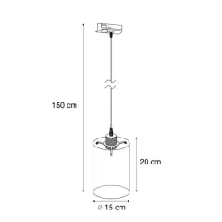 QAZQA Deckenstrahler|Aufbaustrahler*Moderner Strahler Dunkelbronze mit bernsteinfarbenem Glas für Schienensystem 1-phasig - Iconic Dome