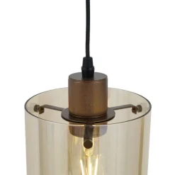 QAZQA Deckenstrahler|Aufbaustrahler*Moderner Strahler Dunkelbronze mit bernsteinfarbenem Glas für Schienensystem 1-phasig - Iconic Dome