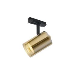 QAZQA Deckenstrahler|Aufbaustrahler*Moderner Strahler Gold mit bernsteinfarbenem Glas für Schienensystem 1-phasig - Iconic Lloyd
