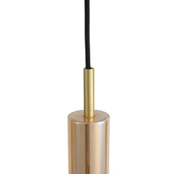 QAZQA Deckenstrahler|Aufbaustrahler*Moderner Strahler Gold mit bernsteinfarbenem Glas für Schienensystem 1-phasig - Slimline Loyce