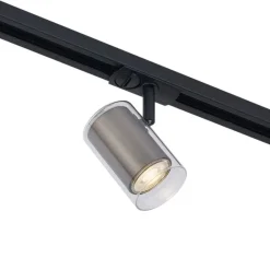 QAZQA Deckenstrahler|Aufbaustrahler*Moderner Strahler Gunmetal mit Klarglas für Schienensystem 1-phasig - Iconic Lloyd