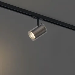 QAZQA Deckenstrahler|Aufbaustrahler*Moderner Strahler Gunmetal mit Klarglas für Schienensystem 1-phasig - Iconic Lloyd