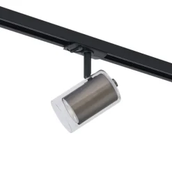 QAZQA Deckenstrahler|Aufbaustrahler*Moderner Strahler Gunmetal mit Klarglas für Schienensystem 1-phasig - Iconic Lloyd