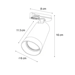 QAZQA Schlafzimmerlampen|Küchenlampen*Moderner Strahler mit weißem Ring für 1-phasiges Schienensystem GU10 50mm - Iconic Jeana