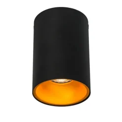 QAZQA Deckenstrahler|Aufbaustrahler*Moderner Strahler Schwarz mit Gold GU10 50mm - Deep