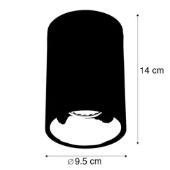 QAZQA Deckenstrahler|Aufbaustrahler*Moderner Strahler Schwarz mit Gold GU10 50mm - Deep