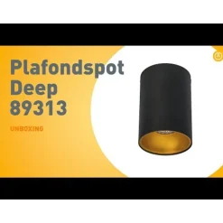 QAZQA Deckenstrahler|Aufbaustrahler*Moderner Strahler Schwarz mit Gold GU10 50mm - Deep