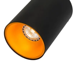 QAZQA Deckenstrahler|Aufbaustrahler*Moderner Strahler Schwarz mit Gold GU10 50mm - Deep