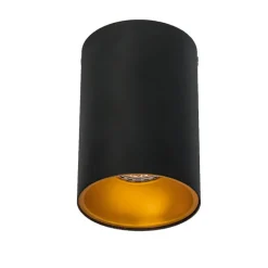 QAZQA Deckenstrahler|Aufbaustrahler*Moderner Strahler Schwarz mit Gold GU10 50mm - Deep