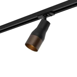 QAZQA Deckenstrahler|Aufbaustrahler*Moderner Strahler Schwarz mit Dunkelbronze für Schienensystem 1-phasig - Iconic Kohua