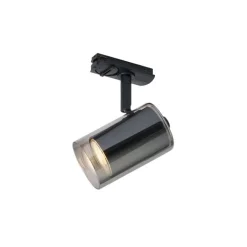 QAZQA Deckenstrahler|Aufbaustrahler*Moderner Strahler schwarz mit Rauchglas für 1-Phasen-Schienensystem - Iconic Lloyd