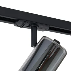 QAZQA Deckenstrahler|Aufbaustrahler*Moderner Strahler schwarz mit Rauchglas für 1-Phasen-Schienensystem - Iconic Lloyd